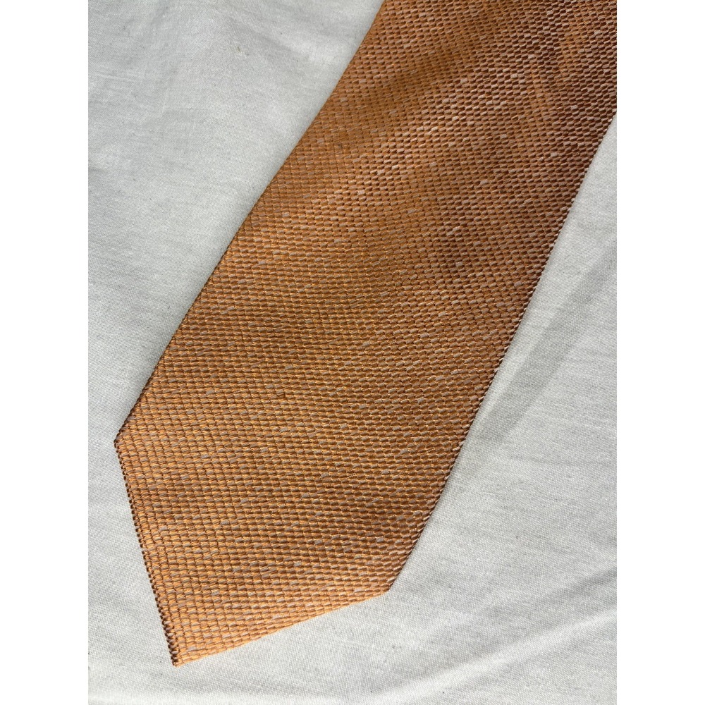 Mario Ferrari Tie Orange Textured Design 100% Silk